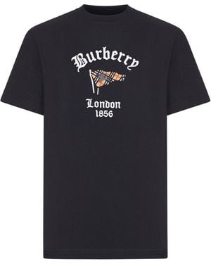 Burberry Cotton T-shirt With Front Logo - Black