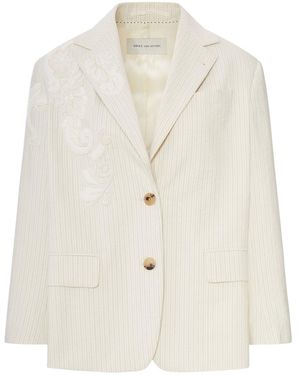 Dries Van Noten Single-Breasted Jacket With Floral Embroidery - White