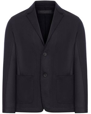 Transit Regular-fit Jacket In Raw-cut Virgin Wool Cloth With A Cashmere Feel - Blue