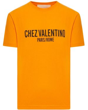 Valentino Garavani Chez Print Cotton T-Shirt - Orange