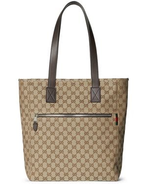Gucci Medium Size Gg Fabric Shopping Bag - Natural