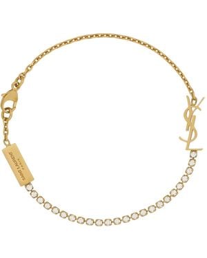 Saint Laurent Bracciale con charm cassandre in metallo e strass - Neutro