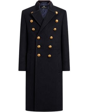 Etro Double-Breasted Wool-Blend Coat - Black