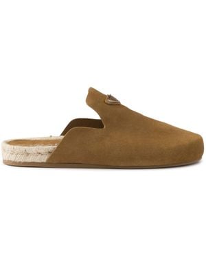 Prada Sabot in pelle scamosciata - Marrone