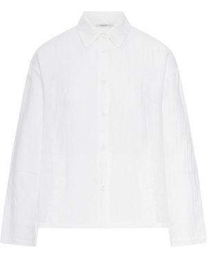Transit Linen Shirt With Classic Collar - White