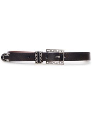 Golden Goose Deluxe Brand Leather Belt With Decorated Buckle - White