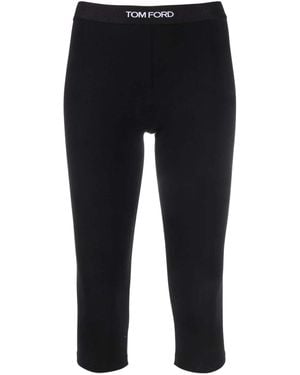 Tom Ford Cropped Leggings With Logo - Black