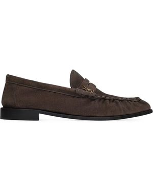 Saint Laurent Le Loafer Soft Suede Moccasins - Brown