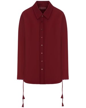 Gucci Camicia in popeline di cotone con laccetti - Rosso