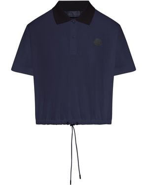 Moncler Pique Polo Shirt With Drawstring - Blue