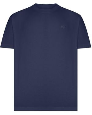 Etro Rome Cotton T-Shirt With Embroidered Logo - Blue