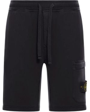 Stone Island Sports Bermuda Shorts With Compass Application - Blue