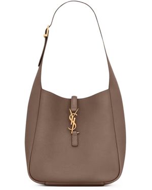 Saint Laurent The 5 À 7 Small And Soft In Hammered Leather - Brown