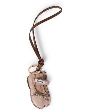 Miu Miu Trick Miu Ballet Leather Key Ring - White