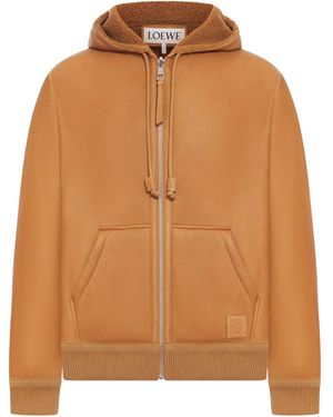 Loewe Shearling Jacket With Hood - Brown