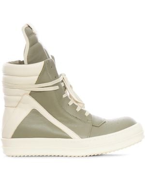 Rick Owens Woman`s Geobasket Leather Sneakers - Natural