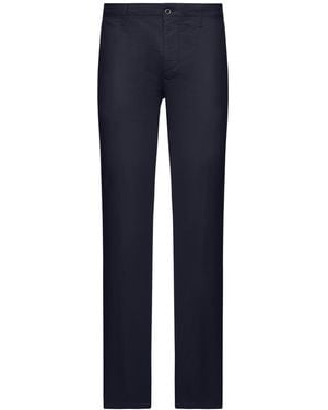 Incotex Stretch Cotton And Linen Blend Trousers - Blue