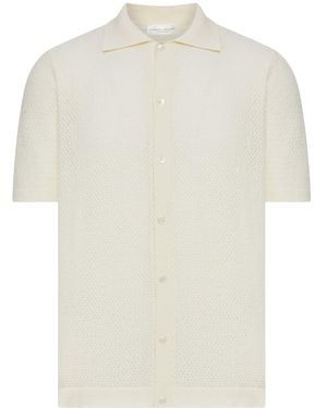 Roberto Collina Perforated Knit Shirt With Classic Collar - White
