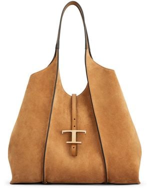 Tod's Borsa shopping in camoscio con manici sottili - Neutro