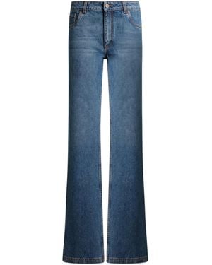 Etro Flared Denim Jeans With Pegasus Embroidery - Blue