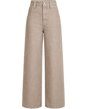 Brunello Cucinelli Pantalone baggy in denim beige lamÉ con monile - Neutro