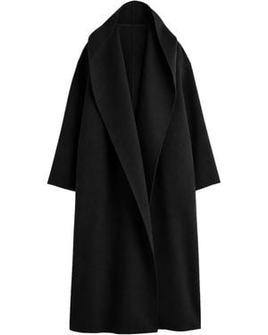 TOTEME Long Wool Coat With Hood - Black
