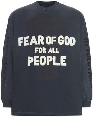 Fear Of God "open Our Future" Long-sleeved Cotton T-shirt - Blue