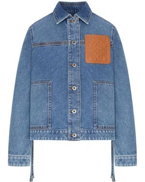 Loewe Giacca in denim di cotone con orlo asimmetrico e lacci sul lato - Blu