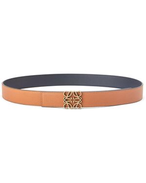 Loewe Cintura Anagram in morbida pelle di vitello martellata e vitello liscio - Bianco