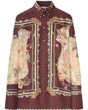 Zimmermann Camicia in raso stampato con motivo foulard - Marrone