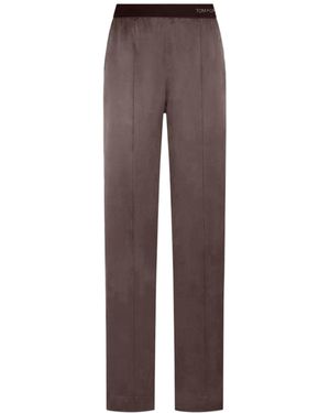Tom Ford Peach-Feel Silk Satin Pj Trousers - Brown
