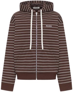 Miu Miu Striped Hoodie - Brown
