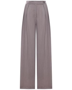 Dries Van Noten Wide-Leg Pinstriped Fabric Trousers With Pleats - Purple
