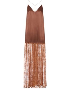 THE NINA STUDIO Silk Dress With Lace Insert - Brown