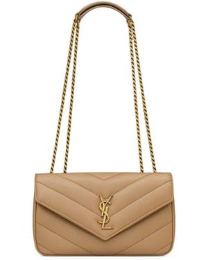 Saint Laurent Loulou Small In Quilted Lambskin - White