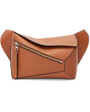 Loewe Marsupio puzzle piccolo in pelle di vitello classica - Marrone