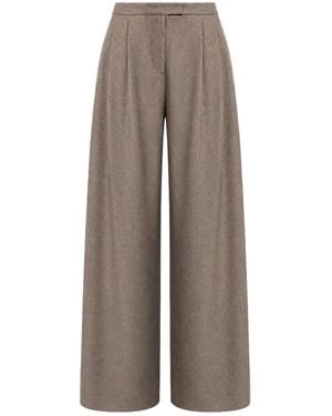 Max Mara Flared Wool Flannel Pants - Brown