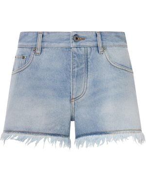 Loewe X Paula's Ibiza Denim Shorts With Anagram Pattern - Blue