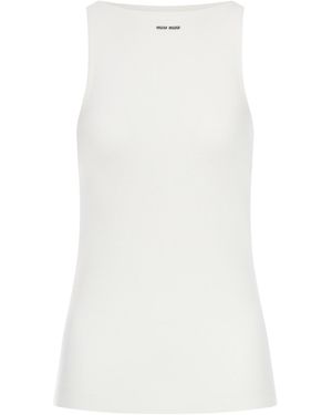 Miu Miu Canotta in maglia di cotone - Bianco