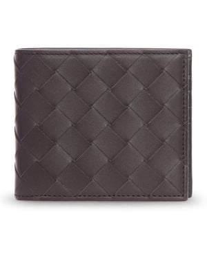 Bottega Veneta Portafoglio intrecciato bifold in pelle - Grigio