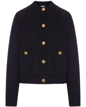 TOTEME Cardigan in cotone con bottoni effetto martellato - Blu