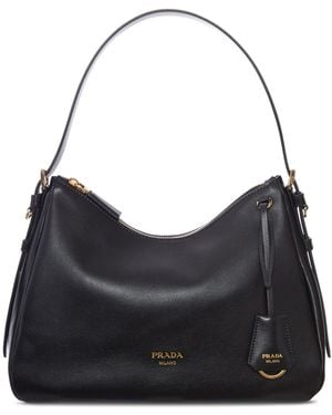 Prada Borsa a spalla in pelle liscia - Nero
