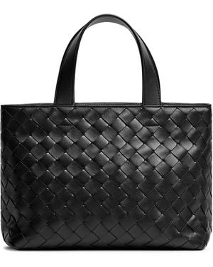 Bottega Veneta Mini Woven Tote Bag With Zip - Black
