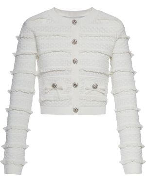 Self-Portrait Pointelle Diamante Cardigan - White