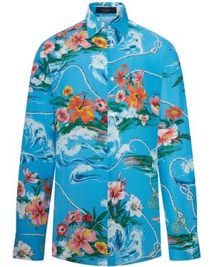 Gucci Camicia in tessuto fluido stampato - Blu