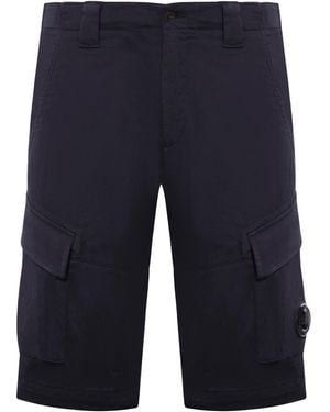 C.P. Company Sateen Stretch Cargo Shorts - Blue