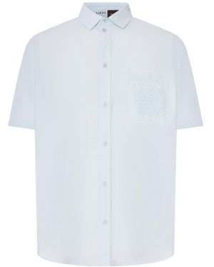 Loewe X Paula's Ibiza Short-Sleeved Textured Poplin Shirt - White