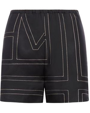 TOTEME Monogram Silk Shorts - Black