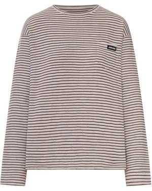Miu Miu Striped Cotton And Cashmere Blend T-shirt - White