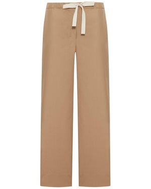 Max Mara Cotton Drawstring Trousers - Natural
